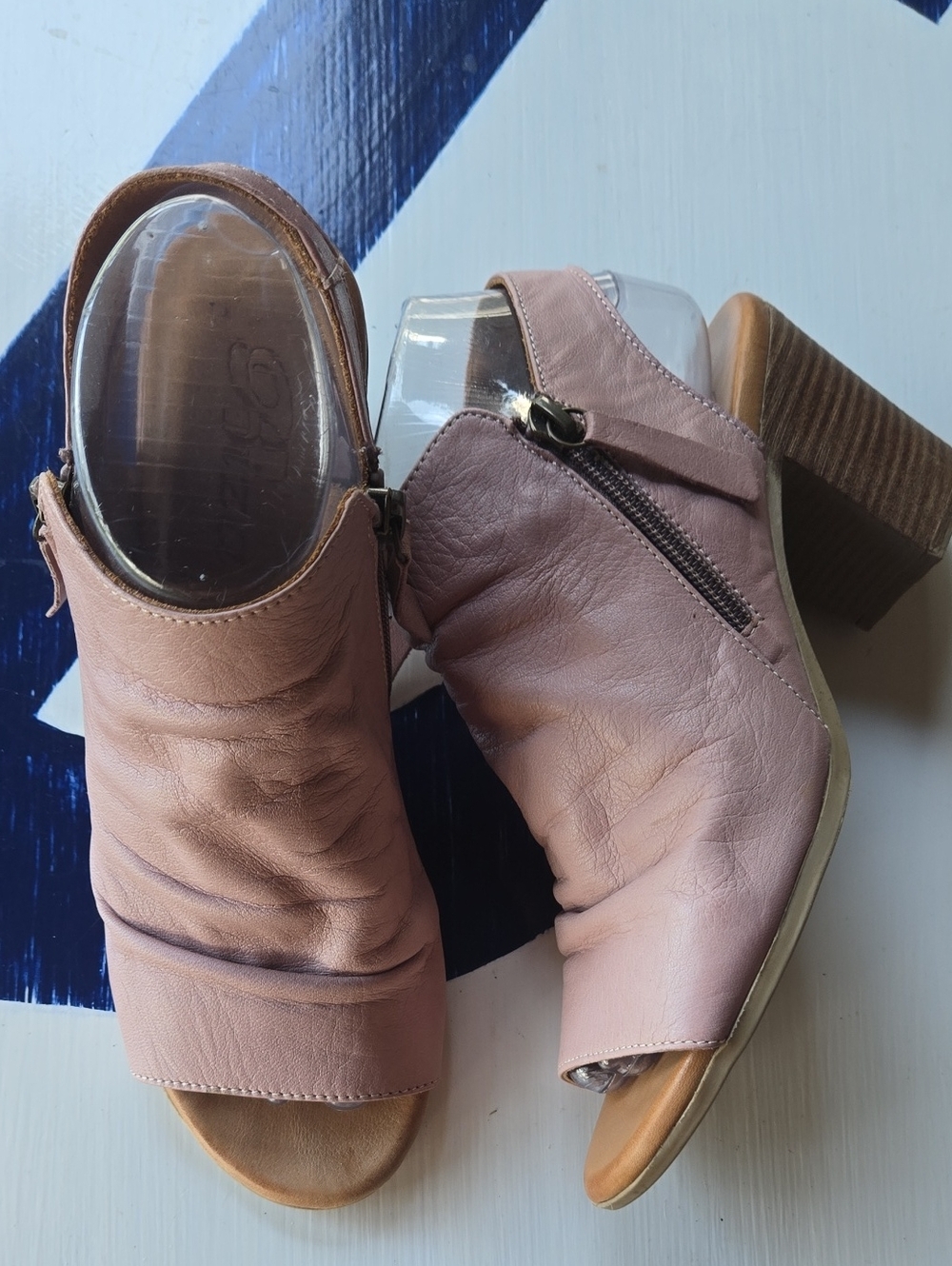 Biza "Norah" Blush Pink Chunky Heel Slingback Mule Made In Turkey Size 7